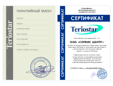 Сертификат Teriostar